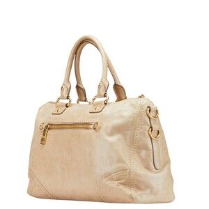 Prada Pink shoulder leather bag Beige logo Tan triangular handbag plate